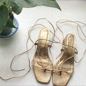 Gold lace-up leather ZARA sandals